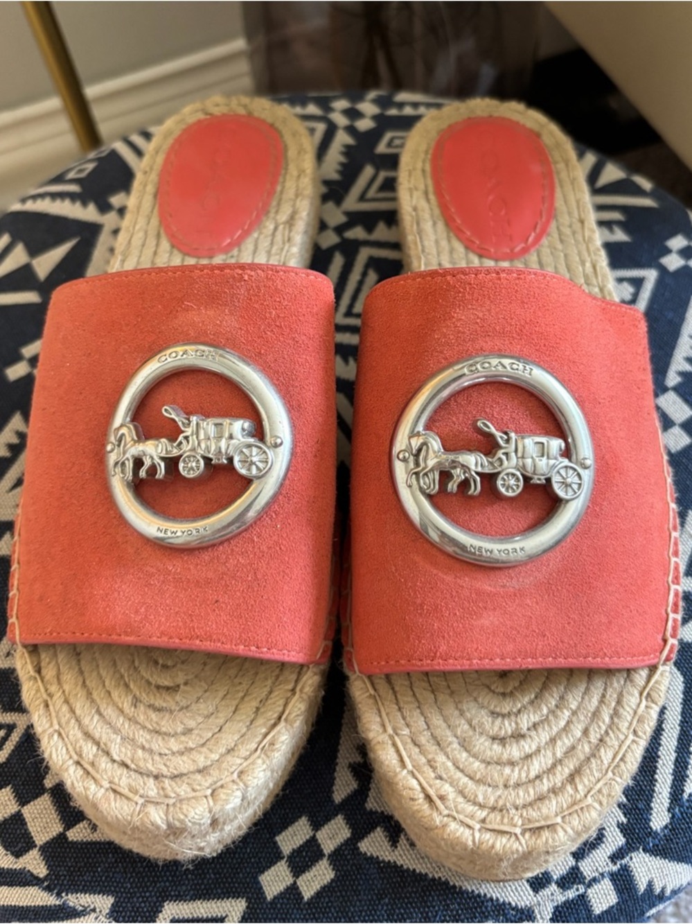 Coach Espadrille Slide Sandals - Coral/Orange Size 7.5